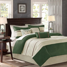 Load image into Gallery viewer, King Comforter + 6 Additional Pieces Green Ginyard Microsuede Traditional 7 Piece Comforter Set
