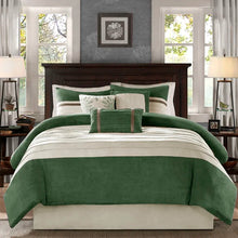 Load image into Gallery viewer, King Comforter + 6 Additional Pieces Green Ginyard Microsuede Traditional 7 Piece Comforter Set
