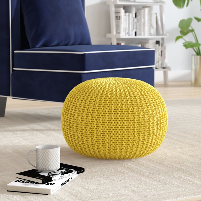 Ebern Designs Giraldo Mabery Yellow Pouf #9692