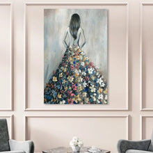 Load image into Gallery viewer, 15&quot; H x 10&quot; W x 1.5&quot; D Girl With Flower Thoughts - Graphic Art on Canvas
