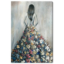 Load image into Gallery viewer, 15&quot; H x 10&quot; W x 1.5&quot; D Girl With Flower Thoughts - Graphic Art on Canvas
