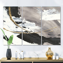 Load image into Gallery viewer, 32&quot; H x 48&quot; W x 1&quot; D Glam Painted Arcs II - 3 Piece Wrapped Canvas Painting
