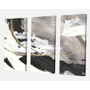 32" H x 48" W x 1" D Glam Painted Arcs II - 3 Piece Wrapped Canvas Painting