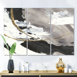 32" H x 48" W x 1" D Glam Painted Arcs II - 3 Piece Wrapped Canvas Painting