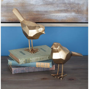Glam Polystone Faceted Bird 2 Piece Sculpture Set