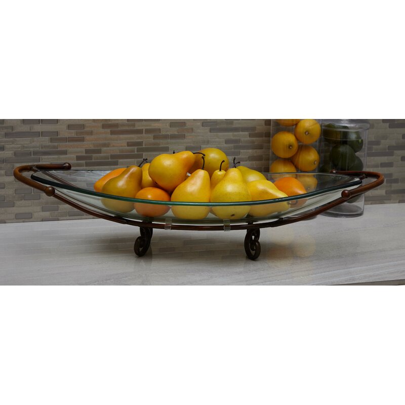 Tarnished Brass Glass Decorative Bowl 4405RR