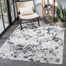 Load image into Gallery viewer, Glaston Floral Indoor / Outdoor Area Rug in Ivory/Charcoal, Rectangle 9&#39; x 12&#39;
