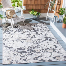 Load image into Gallery viewer, Glaston Floral Indoor / Outdoor Area Rug in Ivory/Charcoal, Rectangle 9&#39; x 12&#39;
