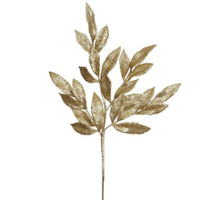 Load image into Gallery viewer, Glitter Bay Leaf Artificial Christmas Spray Stem Pick (Set of 12) Gold 3280RR
