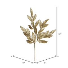 Load image into Gallery viewer, Glitter Bay Leaf Artificial Christmas Spray Stem Pick (Set of 12) Gold 3280RR
