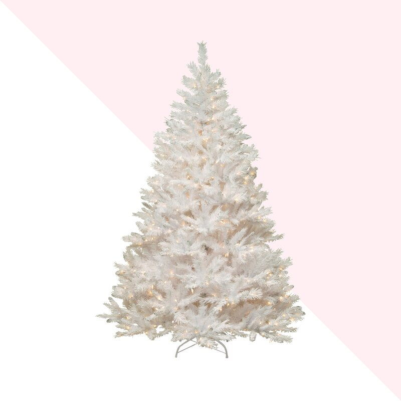 4.5' Glittery White Artificial Fir Christmas Tree with Lights