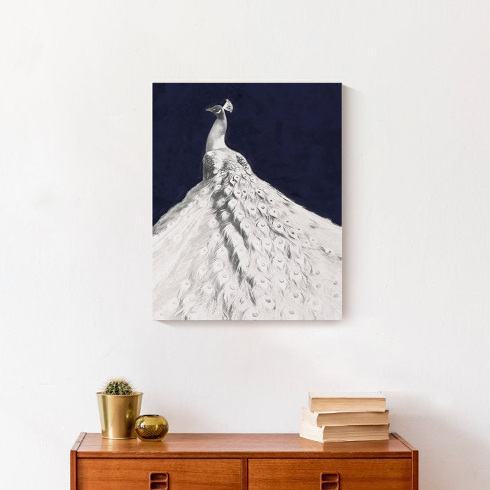 20'' H x 16'' W Glorious White Peacock 2 Wrapped Canvas Print