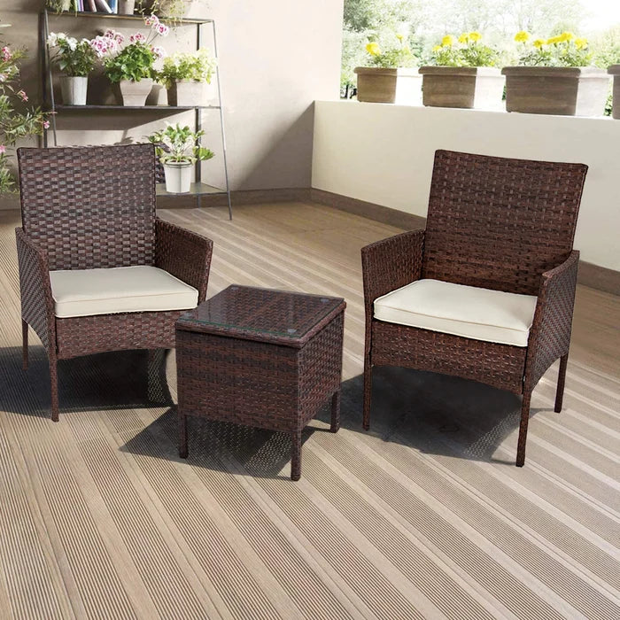 Glouster Wicker/Rattan 2 - Person Seating Group with Cushions, (Set of 3)