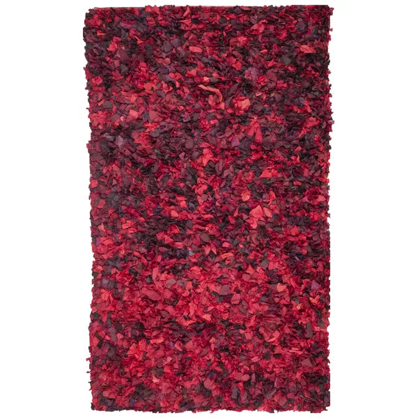 Godsey Handmade Shag Area Rug in Red 3' x 5' rectangle