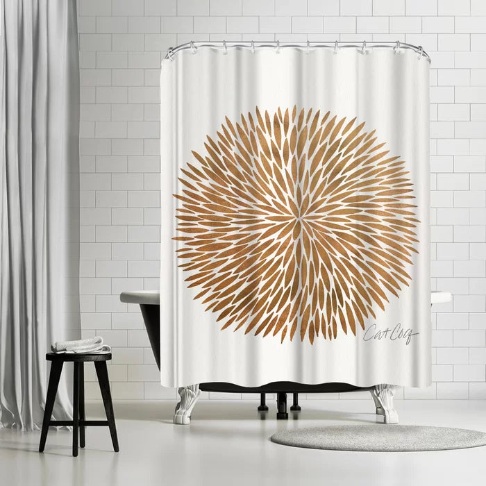 Gold Burst Single Shower Curtain