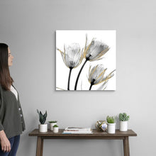 Load image into Gallery viewer, 24&quot; H x 24&quot; W x 1.25&quot; D Gold Embellished Tulips 2 by Albert Koetsier Painting on Canvas
