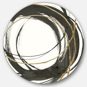 36" H x 36" W Gold Glamour Circle III - Painting Print Metal Circle Wall Art
