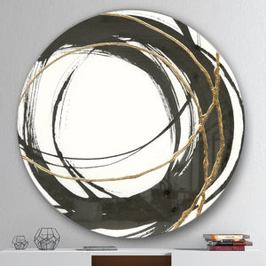36" H x 36" W Gold Glamour Circle III - Painting Print Metal Circle Wall Art
