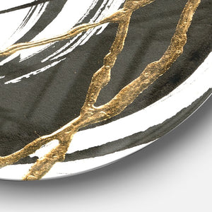 36" H x 36" W Gold Glamour Circle III - Painting Print Metal Circle Wall Art