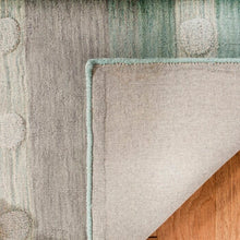 Load image into Gallery viewer, Gosselin Striped Handmade Flatweave Wool Area Rug in Aqua/Gray, Square 5&#39;
