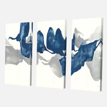 Load image into Gallery viewer, 28&quot; H x 36&quot; W x 1&quot; D Gouache Sapphire On Gray - 3 Piece Wrapped Canvas Painting
