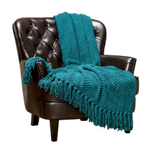 Load image into Gallery viewer, Goufes Textured Knitted Super Soft Blanket Set of 2 Teal 600ND
