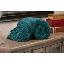 Load image into Gallery viewer, Goufes Textured Knitted Super Soft Blanket Set of 2 Teal 600ND
