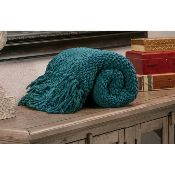 Goufes Textured Knitted Super Soft Blanket Set of 2 Teal 600ND