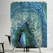 Load image into Gallery viewer, Grab My Art Teal Luxury Gem Stone Agate Marble Single Shower Curtain

