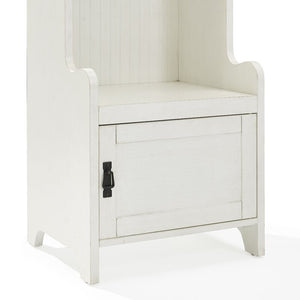 Distressed White Gracie-Mai Hall Tree with Bench and Shoe Storage 2627AH