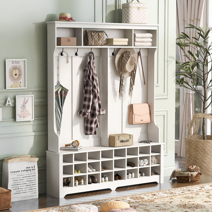 GracieMarie 60.1'' Wide Hall Tree with Bench and Shoe Storage