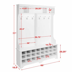 White Gracie 60'' Wide Hall Tree with Bench