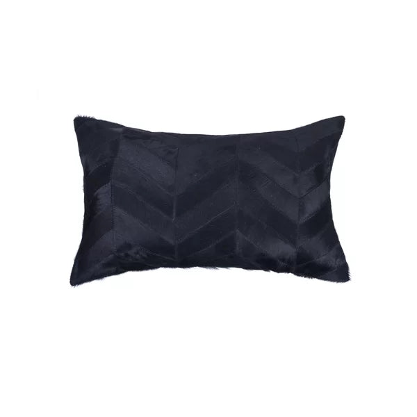 Black Graham Rectangular Leather Pillow Cover & Insert