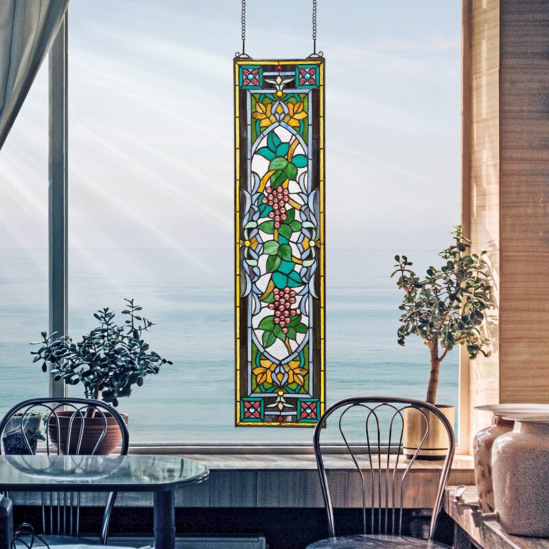 Grapes on the Vine Tiffany-Style Stained Glass Window