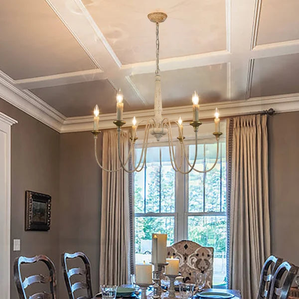 Gravitt 6 - Light Candle Style Classic Chandelier with Wrought Iron Accents