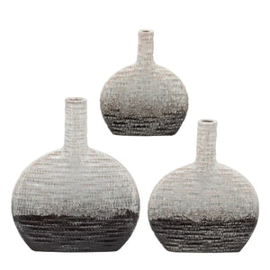 12" H x 10" W x 3" D Gray/Ivory Indoor / Outdoor Ceramic Decorative Bottles