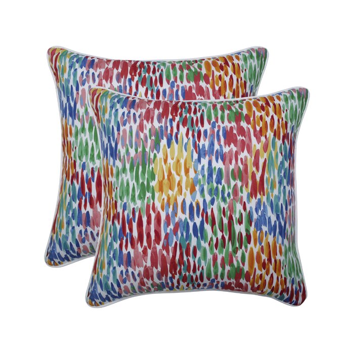 18 x 18 Greaney Make It Rain Zinnia Indoor/Outdoor Throw Pillow