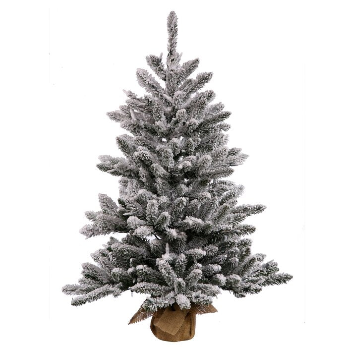 Flocked Anoka Pine 2.5' White/Green Artificial Christmas Tree with Base (SB1248)