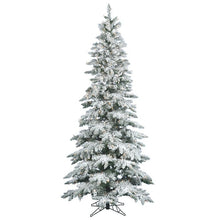 Load image into Gallery viewer, Flocked Utica 6.5&#39; White/Green Fir Trees Artificial Christmas Tree with 270 LED with Stand MR85
