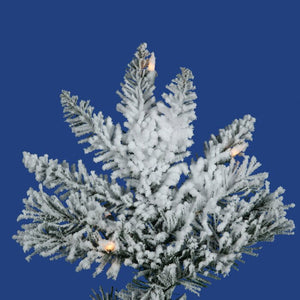 Flocked Utica 6.5' White/Green Fir Trees Artificial Christmas Tree with 270 LED with Stand MR85