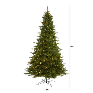 9' H Green Spruce Artificial Christmas Tree with Clear Lights