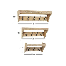 Load image into Gallery viewer, Guarani Solid Wood 12 - Hook Wall Mounted Coat Rack with Storage (Set of 3)
