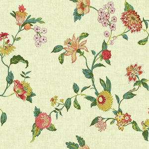 Beige, Yellow, Coral, Red, White, Dark Green, Teal Guay Garden Trail 33' x 20.5" Floral and Botanical Wallpaper HA9744
