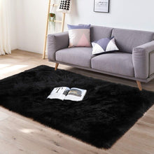 Load image into Gallery viewer, Hafley 3&#39; x 5&#39; Faux Sheepskin Black Area Rug #AD259
