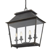 Load image into Gallery viewer, Antique Black Iron Halesworth 4 - Light Lantern Geometric Chandelier (SB1161)
