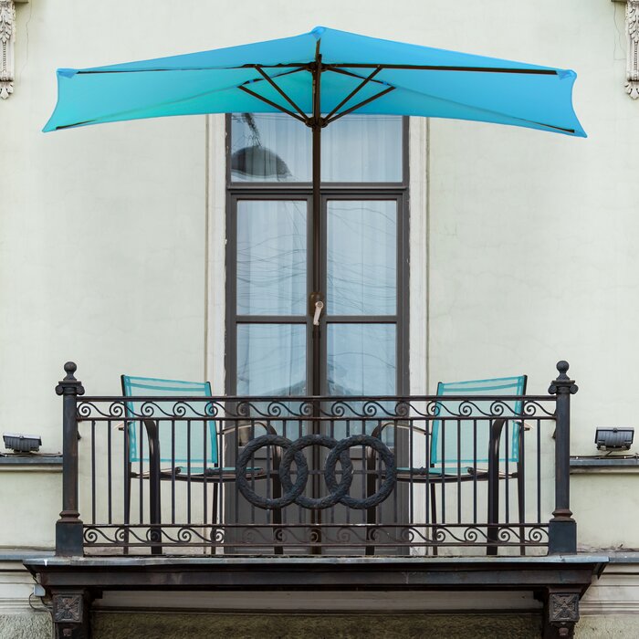Brilliant Blue Half Round 9' Market Umbrella #9429
