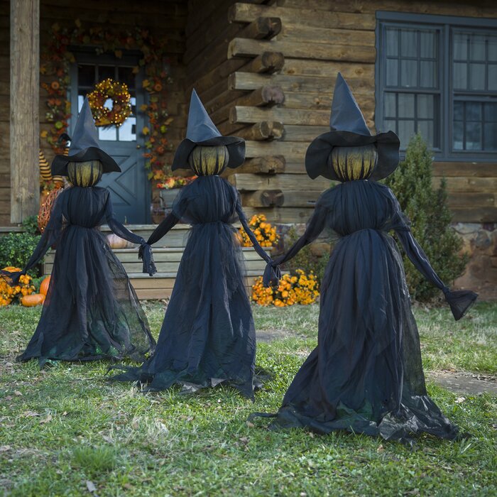 13'' x 13'' Halloween Witch Stakes Figurine (Set of 3)