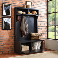 Load image into Gallery viewer, Distressed Black Halstead Hall Tree with Bench and Shoe Storage 4370RR
