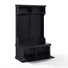 Load image into Gallery viewer, Distressed Black Halstead Hall Tree with Bench and Shoe Storage 4370RR
