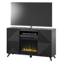 Load image into Gallery viewer, Halvorsen TV Stand for TVs up to 65&quot; with Fireplace Included Black #2437HW
